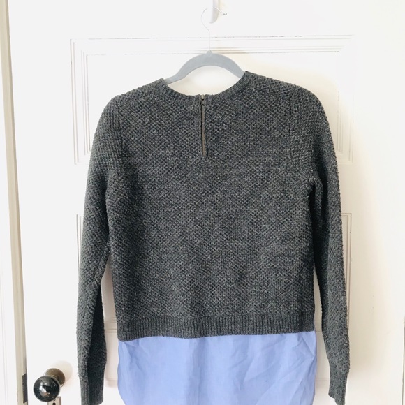 J. Crew Grey & Blue Wool Shirttail Sweater - Picture 5 of 10